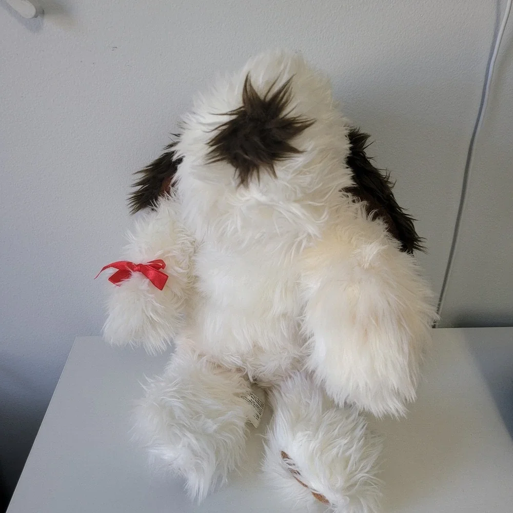 Vintage 1997 Build A Bear Shaggy White Brown Dog Floppy Ear Plush 17